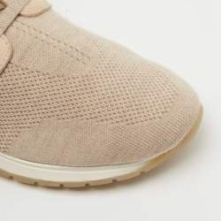 Pre Owned Loro Piana Beige Suede and Knit Fabric Flexy Wool Sneakers Size 36