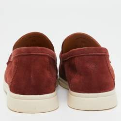 Pre Owned Loro Piana Burgundy Suede Summer Charms Loafers Size 36