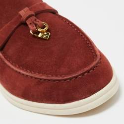 Pre Owned Loro Piana Burgundy Suede Summer Charms Loafers Size 36
