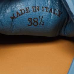 Pre Owned Loro Piana Blue Leather Summer Walk Loafers Size 38.5