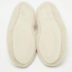 Pre Owned Loro Piana Beige Faux Shearling Fur Wintercozy Slip On Flats Size 39