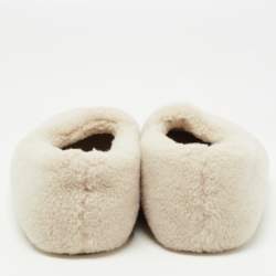 Pre Owned Loro Piana Beige Faux Shearling Fur Wintercozy Slip On Flats Size 39