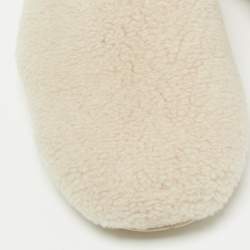 Pre Owned Loro Piana Beige Faux Shearling Fur Wintercozy Slip On Flats Size 39