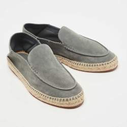 Pre Owned Loro Piana Grey Suede Espadrille Flats Size 39