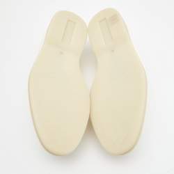 Pre Owned Loro Piana White Leather Summer Charms Walk Slip On Loafers Size 36.5