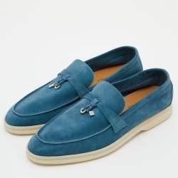 Pre Owned Loro Piana Blue Suede Summer Charms Walk Loafers Size 40
