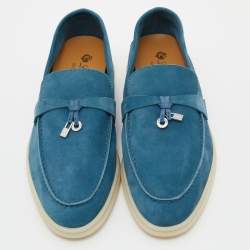Pre Owned Loro Piana Blue Suede Summer Charms Walk Loafers Size 40