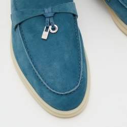 Pre Owned Loro Piana Blue Suede Summer Charms Walk Loafers Size 40