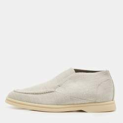 Loro Piana Grey Knit Fabric Open Walk Slip on Loafers Size 37.5