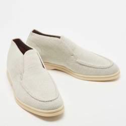 Loro Piana Grey Knit Fabric Open Walk Slip on Loafers Size 37.5