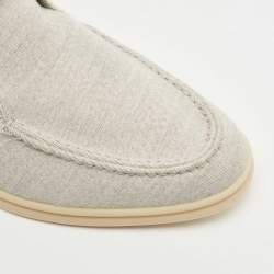 Loro Piana Grey Knit Fabric Open Walk Slip on Loafers Size 37.5