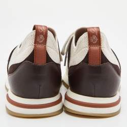 Pre Owned Loro Piana Beige/Brown Suede,Leather and Knit Fabric Flexy Walk Sneakers Size 38