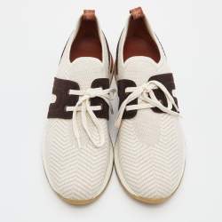 Pre Owned Loro Piana Beige/Brown Suede,Leather and Knit Fabric Flexy Walk Sneakers Size 38