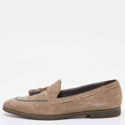 Loro Piana Grey Suede Tassel Slip On Loafers Size 39