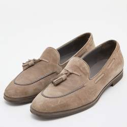 Loro Piana Grey Suede Tassel Slip On Loafers Size 39