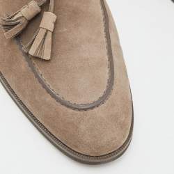 Loro Piana Grey Suede Tassel Slip On Loafers Size 39