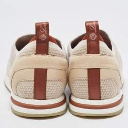 Pre Owned Loro Piana Beige Knit Fabric 360 LP Flexy Sneakers Size 37