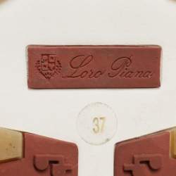 Pre Owned Loro Piana Beige Knit Fabric 360 LP Flexy Sneakers Size 37