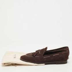 Loro Piana Brown Suede Tassel Slip On Loafers Size 41