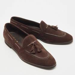 Loro Piana Brown Suede Tassel Slip On Loafers Size 41