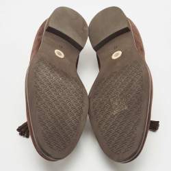 Loro Piana Brown Suede Tassel Slip On Loafers Size 41