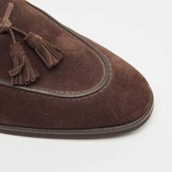 Loro Piana Brown Suede Tassel Slip On Loafers Size 41