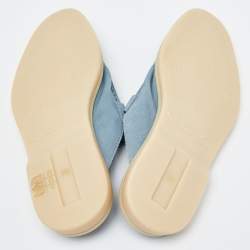 Pre Owned Loro Piana Blue Suede Summer Charms Walk Mules Size 35.5