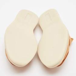 Pre Owned Loro Piana Orange Suede Babouche Charms Walk Flat Mules Size 38.5