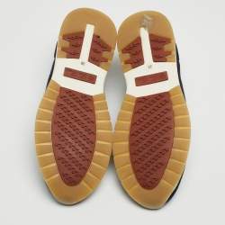 Pre Owned Loro Piana Navy Blue Knit Fabric 360 LP Flexi Walk Sneakers Size 38