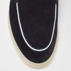 Pre Owned Loro Piana Black/White Suede Open Walk Boots Size 38