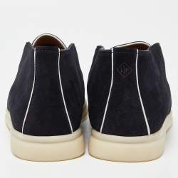 Pre Owned Loro Piana Black/White Suede Open Walk Boots Size 38
