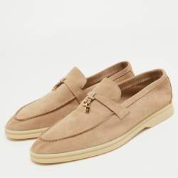 Pre Owned Loro Piana Beige Suede Summer Charms Walk Loafers Size 42