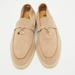 Pre Owned Loro Piana Beige Suede Summer Charms Walk Loafers Size 42