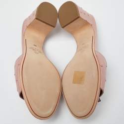 Pre Owned Loro Piana Pink Ostrich Leather Summer Charms Sandals Size 38