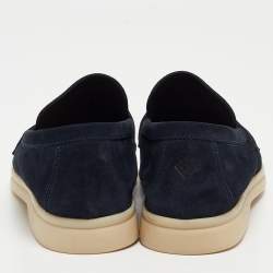 Pre Owned Loro Piana Navy Blue Suede Summer Charms Walk Loafers Size 37