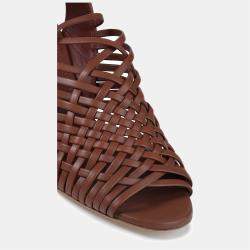 Pre Owned Loro Piana Leather Mid Heel Sandals 36