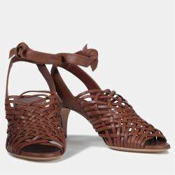 Pre Owned Loro Piana Leather Strappy Ankle Strap Sandals Size 35