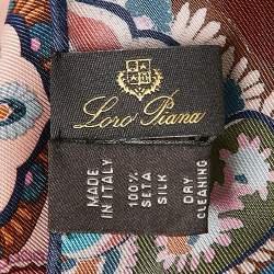 Pre Owned Loro Piana Pink Romantic Panarea Foulard Silk Square Scarf