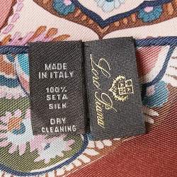 Pre Owned Loro Piana Pink Romantic Panarea Foulard Silk Square Scarf