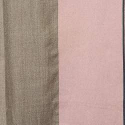 Pre Owned Loro Piana Brown/Pink Striped Silk & Wool Scarf