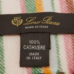 Pre Owned Loro Piana Pink Multicolor Striped Cashmere Scarf