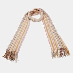 Pre Owned Loro Piana Pink Multicolor Striped Cashmere Scarf