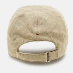 Pre Owned Loro Piano Beige Logo Embroidered Linen Baseball Cap M 