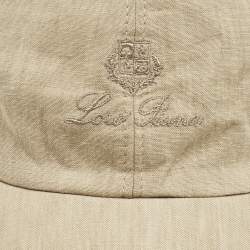 Pre Owned Loro Piano Beige Logo Embroidered Linen Baseball Cap M 