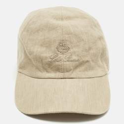 Pre Owned Loro Piano Beige Logo Embroidered Linen Baseball Cap M 