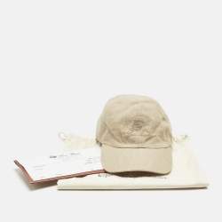 Pre Owned Loro Piano Beige Logo Embroidered Linen Baseball Cap M 