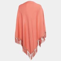 Pre Owned وشاح مثلث بشراشيب من الكشمير والجلد وردي لورو بيانا