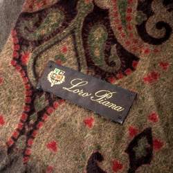 Pre Owned Loro Piana Green Paisley Print Cashmere Fringed Muffler