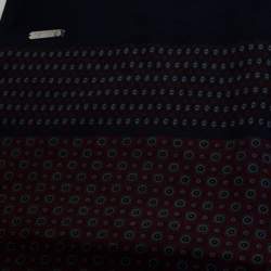Pre Owned Loro Piana Blue & Red Circle Print Cashmere Silk Scarf