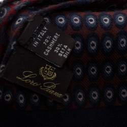 Pre Owned Loro Piana Blue & Red Circle Print Cashmere Silk Scarf